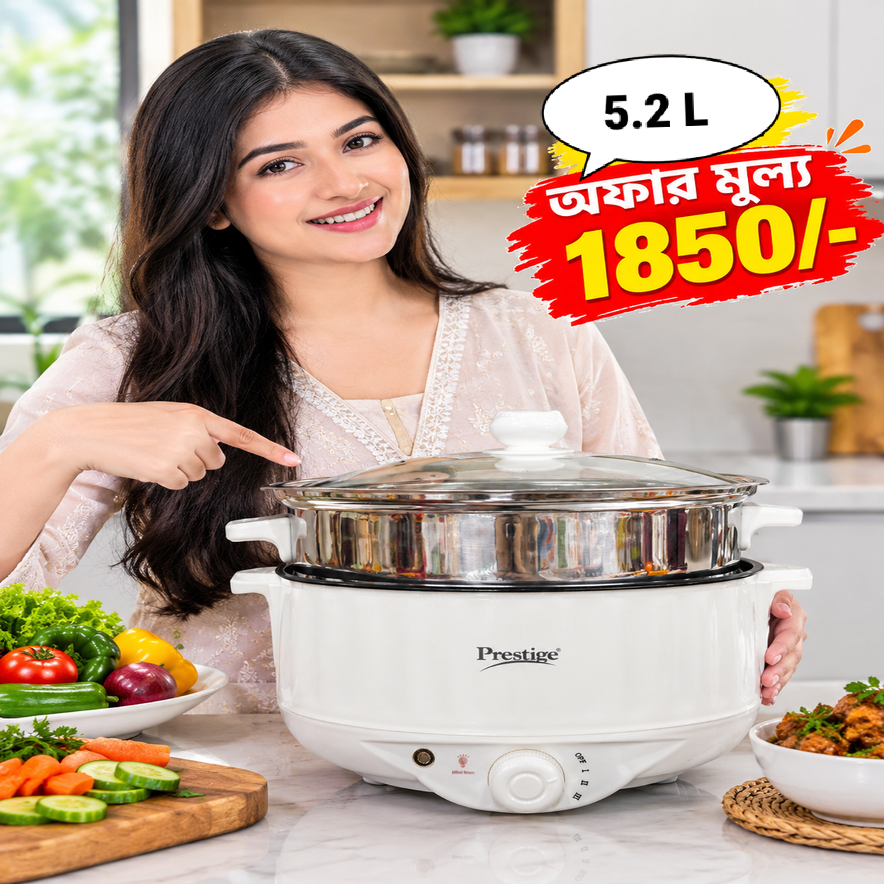 Prestige 5.2L Electric Cooking Pot